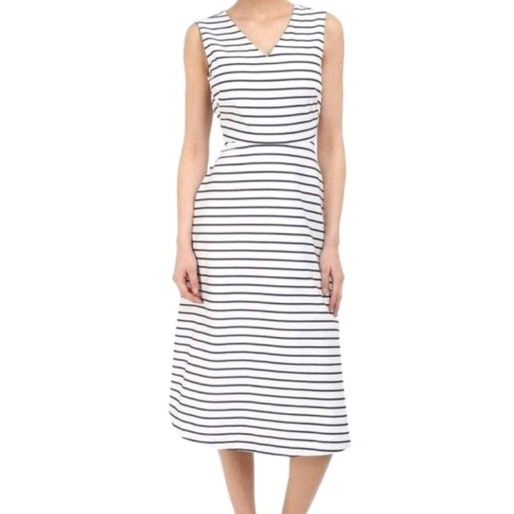 Kate Spade Brooke Street Tie Back White and Blue Striped Midi dress SZ 2​